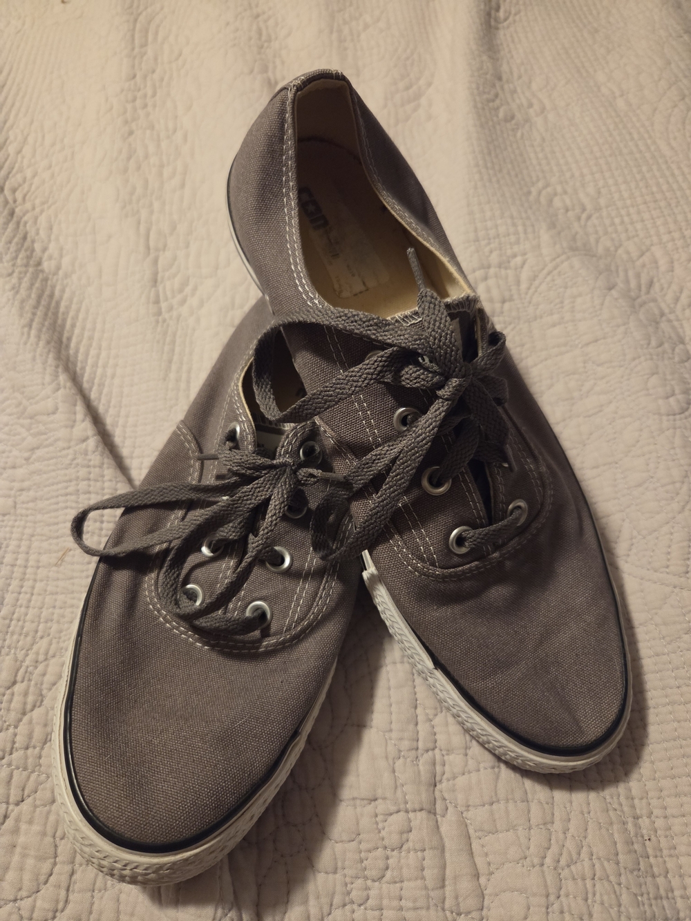 Converse Men's Gray Canvas Lace-Up Low Tops